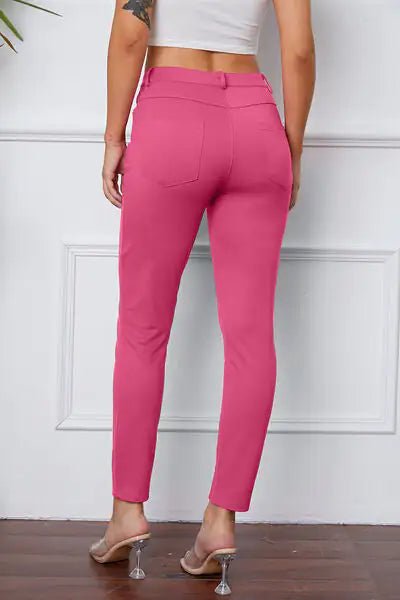 Essential Stretchy Stitch Pants | High - Rise Slim Fit Trousers - Hippopotamus Barn