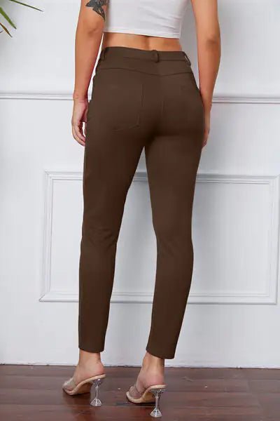 Essential Stretchy Stitch Pants | High - Rise Slim Fit Trousers - Hippopotamus Barn