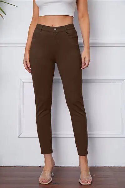Essential Stretchy Stitch Pants | High - Rise Slim Fit Trousers - Hippopotamus Barn