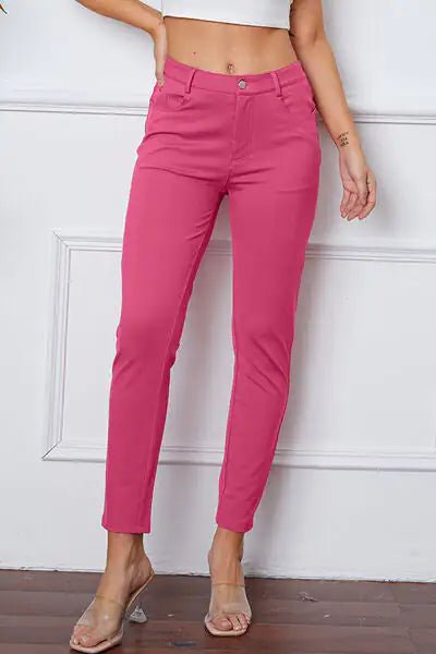 Essential Stretchy Stitch Pants | High - Rise Slim Fit Trousers - Hippopotamus Barn