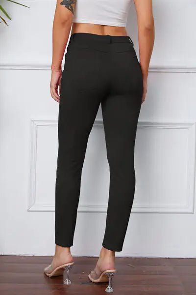 Essential Stretchy Stitch Pants | High - Rise Slim Fit Trousers - Hippopotamus Barn