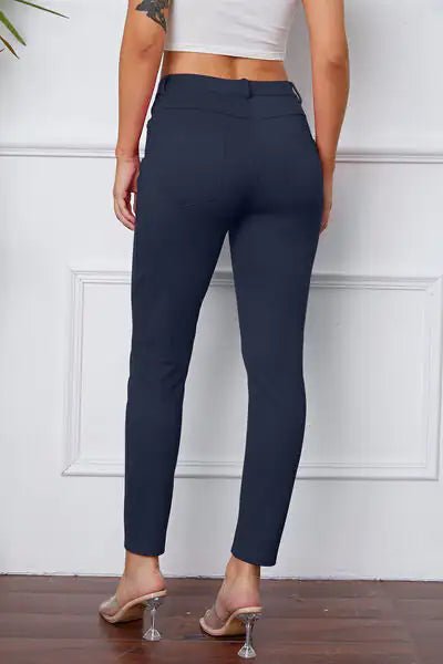 Essential Stretchy Stitch Pants | High - Rise Slim Fit Trousers - Hippopotamus Barn