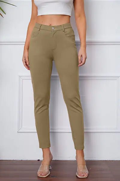 Essential Stretchy Stitch Pants | High - Rise Slim Fit Trousers - Hippopotamus Barn