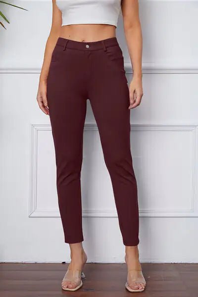 Essential Stretchy Stitch Pants | High - Rise Slim Fit Trousers - Hippopotamus Barn