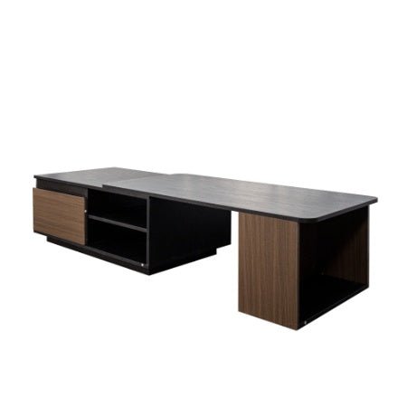 Extendable Coffee Table with 2 Drawers - Adjustable Length Wood Center Table for Living Room - Hippopotamus Barn