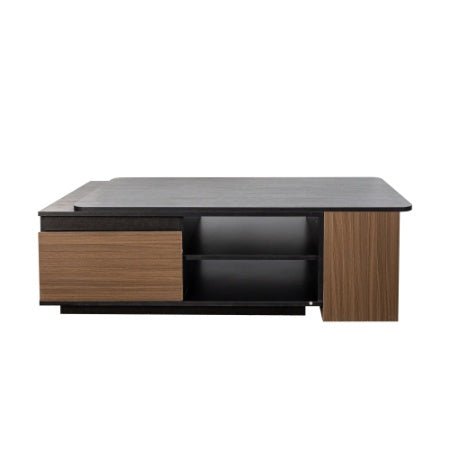 Extendable Coffee Table with 2 Drawers - Adjustable Length Wood Center Table for Living Room - Hippopotamus Barn