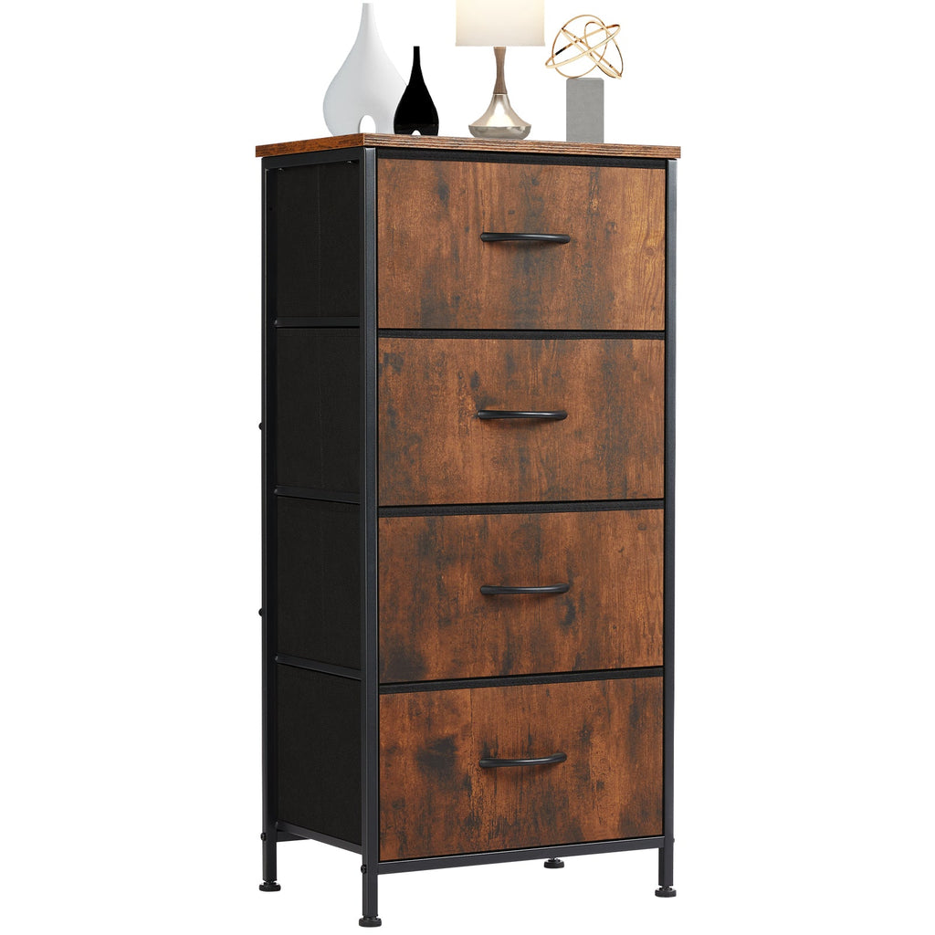 Fabric Dresser with 4 Drawers - Metal Frame Storage Organizer - Hippopotamus Barn