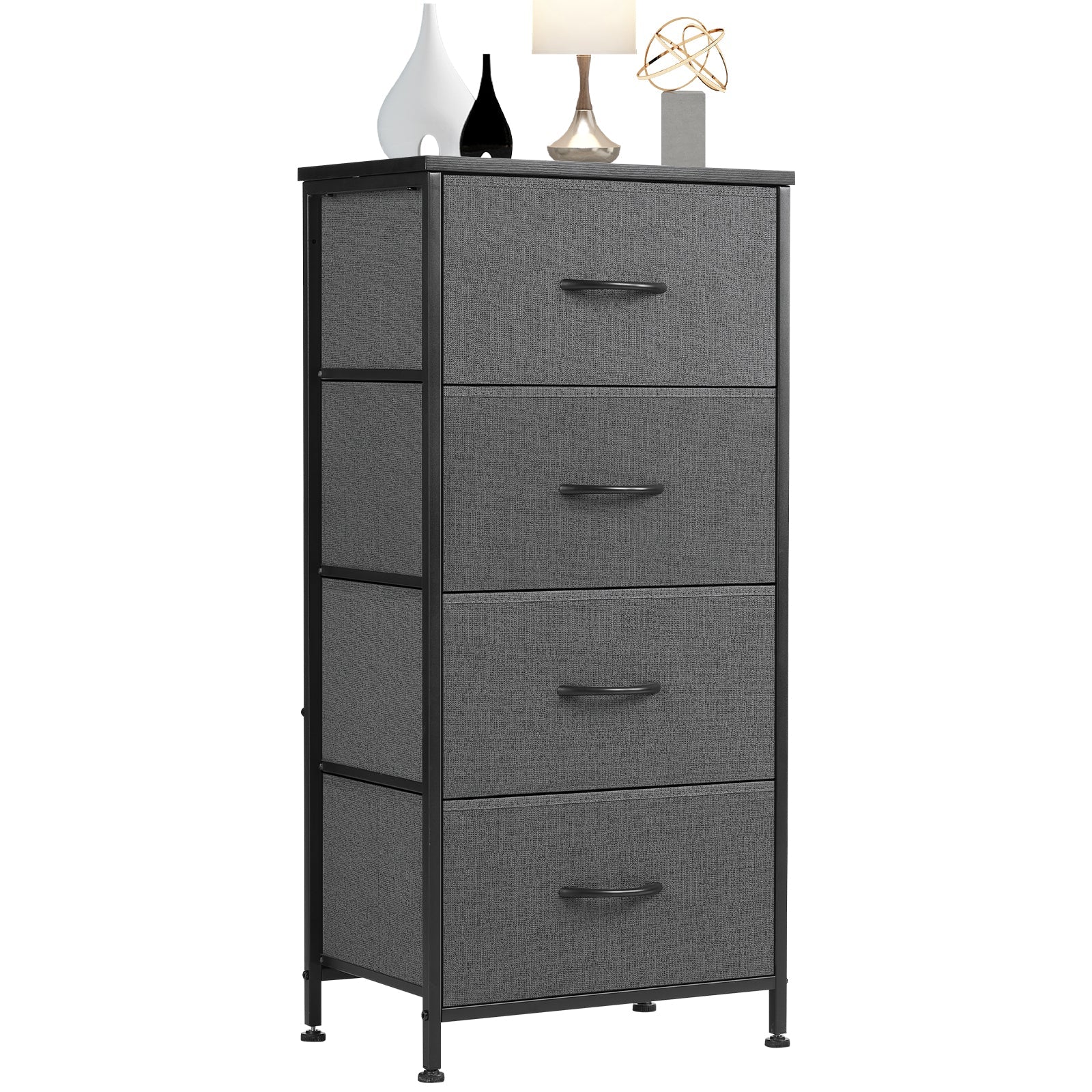 Fabric Dresser with 4 Drawers - Metal Frame Storage Organizer - Hippopotamus Barn