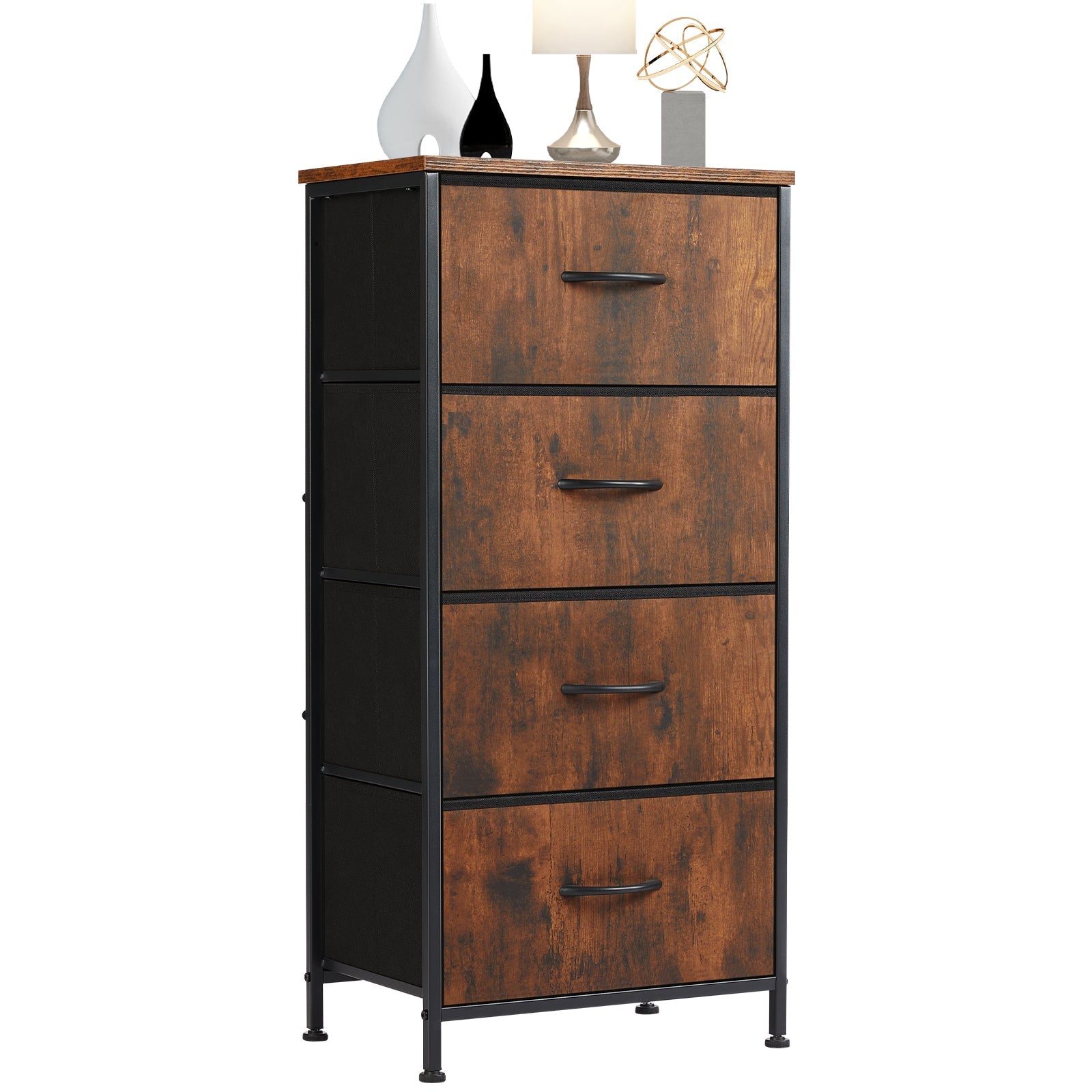 Fabric Dresser with 4 Drawers - Metal Frame Storage Organizer - Hippopotamus Barn
