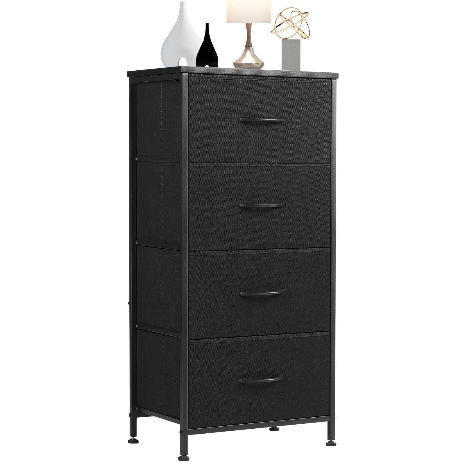 Fabric Dresser with 4 Drawers - Metal Frame Storage Organizer - Hippopotamus Barn