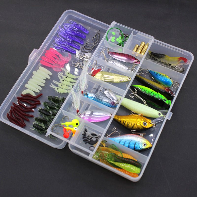 Fishing Lures Soft Bait Set - 100 Piece Assorted Tackle Kit with Storage Box - Hippopotamus Barn
