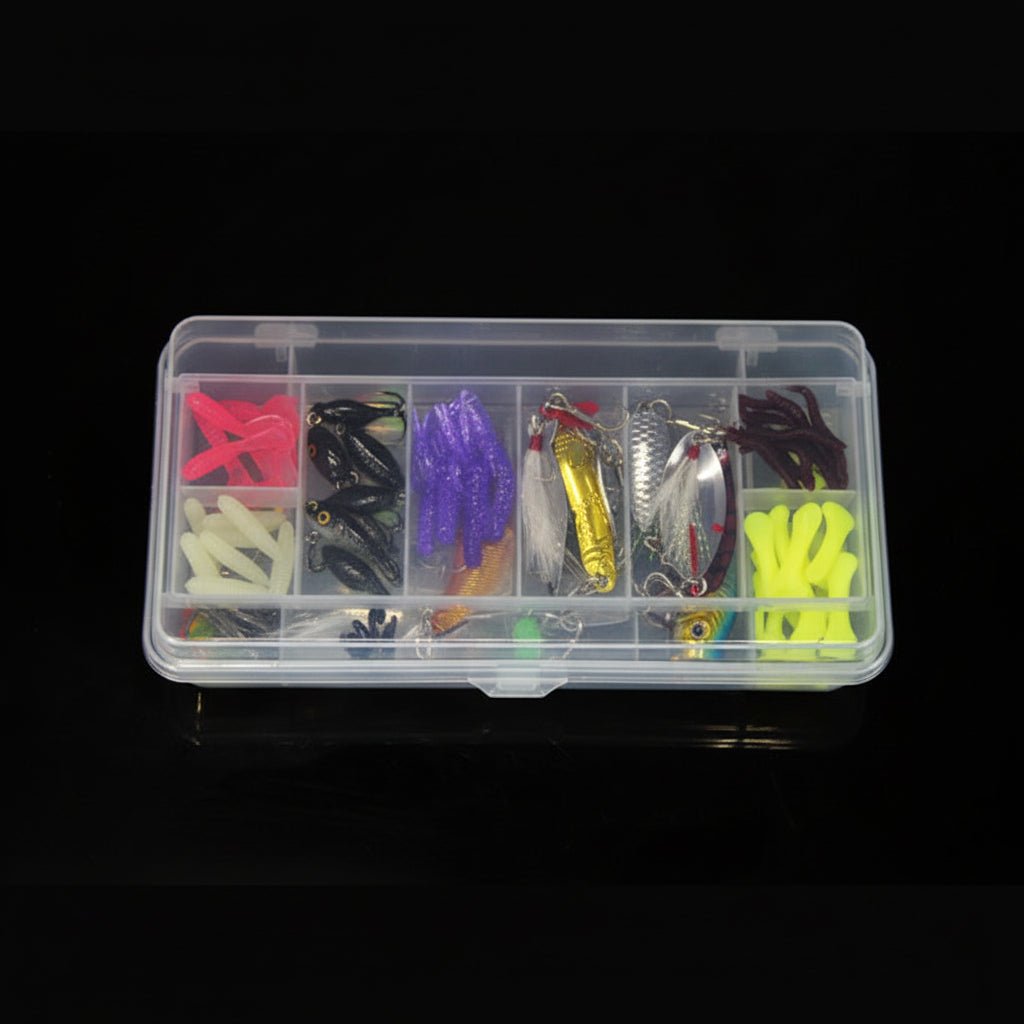 Fishing Lures Soft Bait Set - 100 Piece Assorted Tackle Kit with Storage Box - Hippopotamus Barn