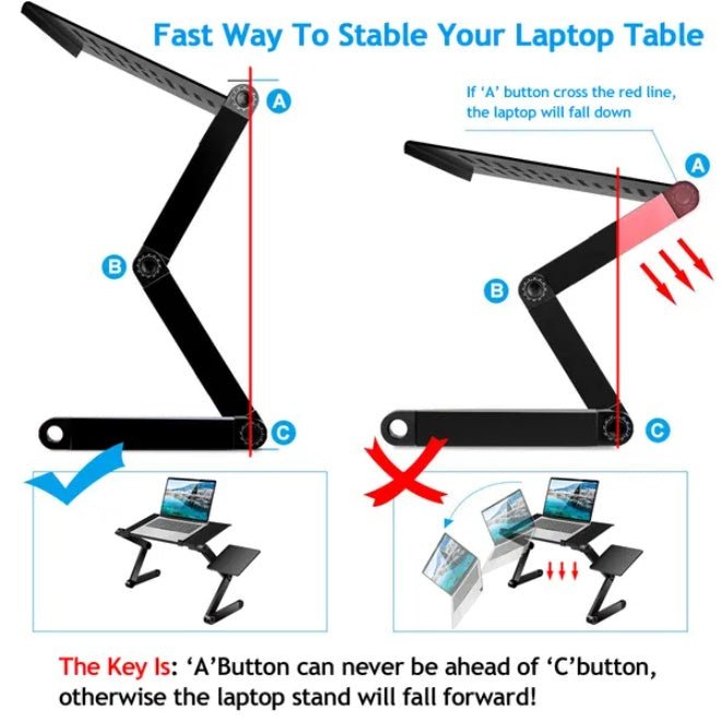 Foldable Laptop Desk with Mouse Pad - Aluminum Alloy Adjustable Tray - Hippopotamus Barn