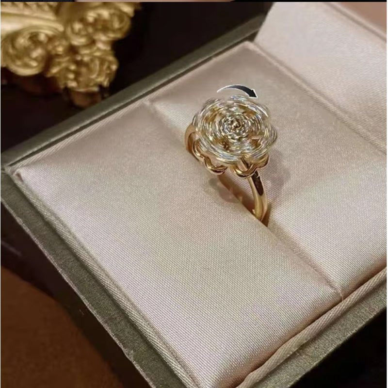 Four Leaf Clover Ring - Adjustable Stainless Steel Zircon Ring for Women - Hippopotamus Barn