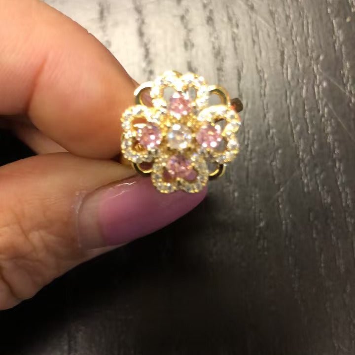 Four Leaf Clover Ring - Adjustable Stainless Steel Zircon Ring for Women - Hippopotamus Barn