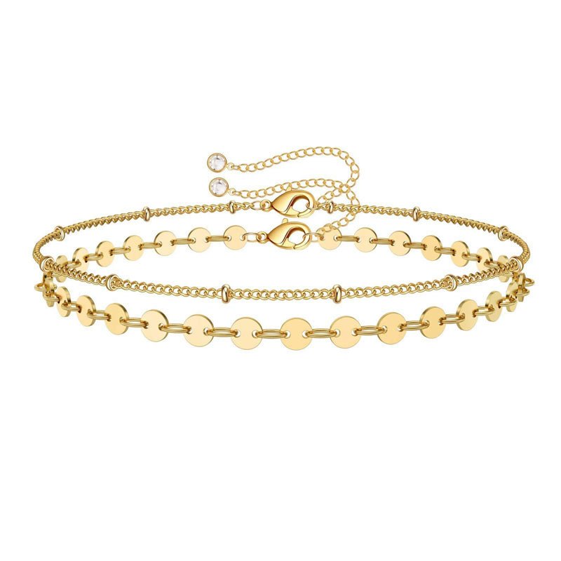 Gold Bracelets for Women - 14K Gold Plated Layered Bracelet Set, Adjustable Dainty Jewelry - Hippopotamus Barn