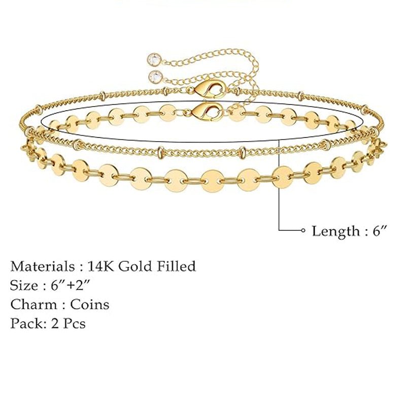 Gold Bracelets for Women - 14K Gold Plated Layered Bracelet Set, Adjustable Dainty Jewelry - Hippopotamus Barn