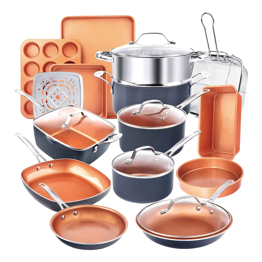 Gotham Steel 20 - Piece Complete Cookware & Bakeware Set | Copper - Hippopotamus Barn