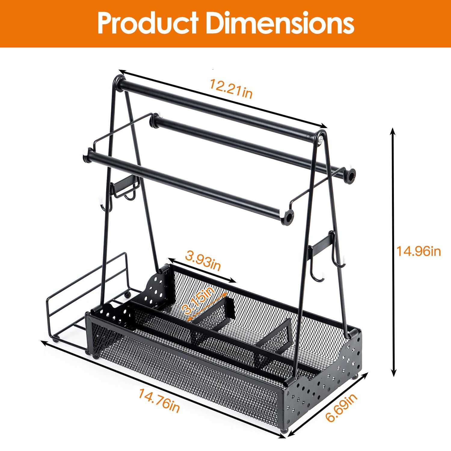 Grill Caddy Organizer with Paper Towel Holder - BBQ Utensil Caddy - Hippopotamus Barn