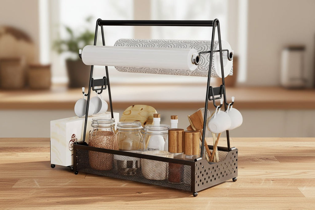 Grill Caddy Organizer with Paper Towel Holder - BBQ Utensil Caddy - Hippopotamus Barn