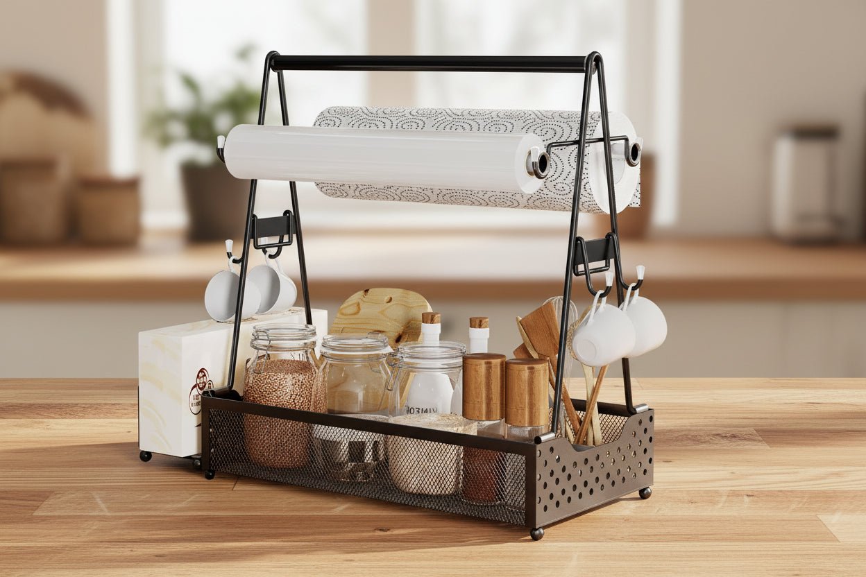 Grill Caddy Organizer with Paper Towel Holder - BBQ Utensil Caddy - Hippopotamus Barn