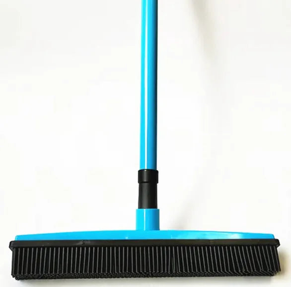 Pet Hair Removal Broom Mop | 2-in-1 Rubber Squeegee & Bristle Sweeper
