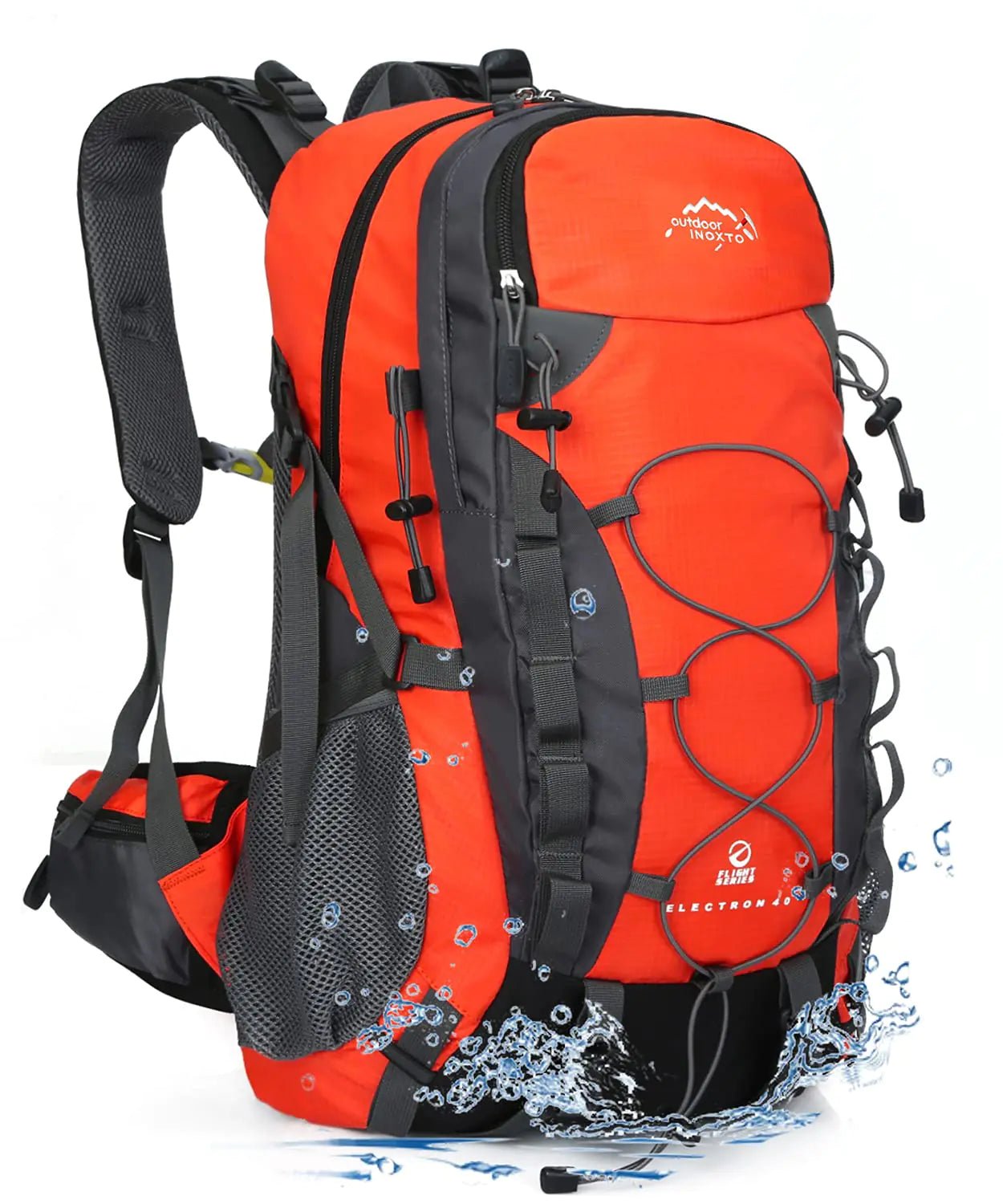 INOXTO 35L Lightweight Hiking Backpack with Rain Cover - Orange - Hippopotamus Barn