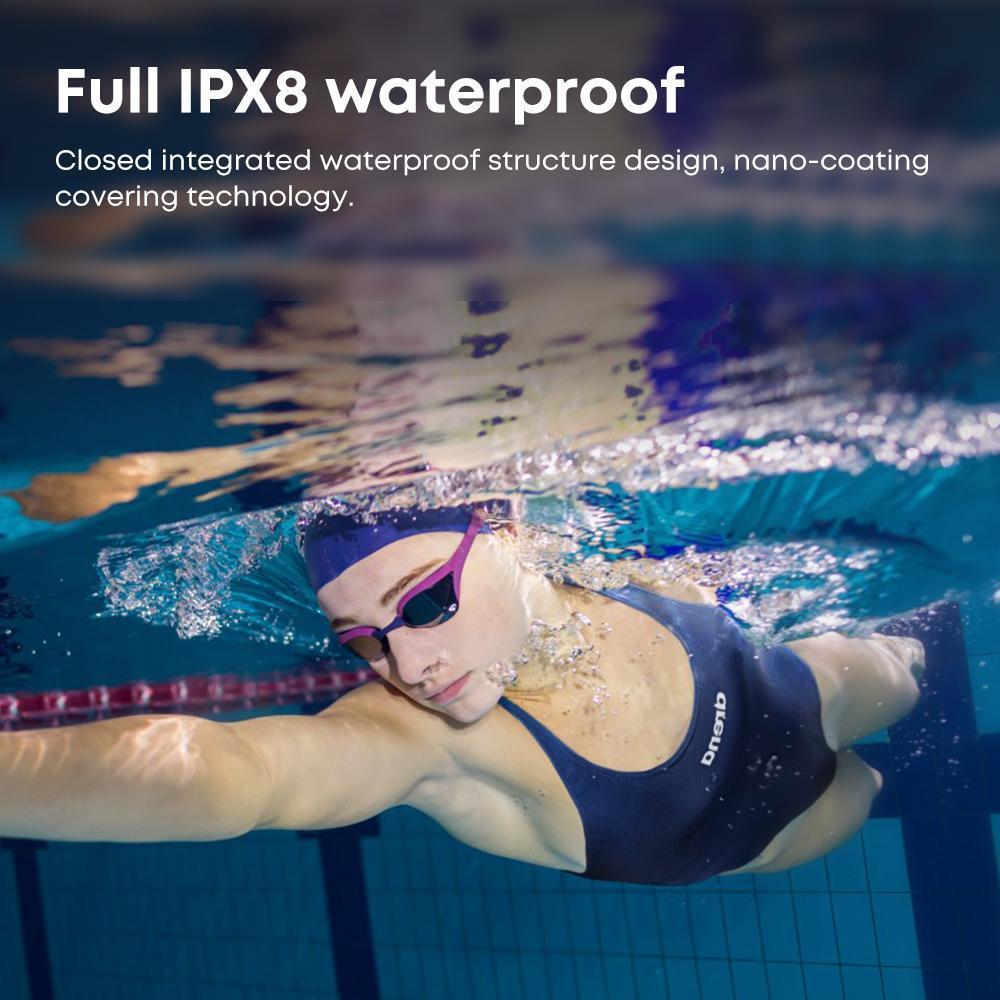 IPX8 Waterproof Swimming Headphones - Bone Conduction Bluetooth Earbuds with 32GB Storage - Hippopotamus Barn