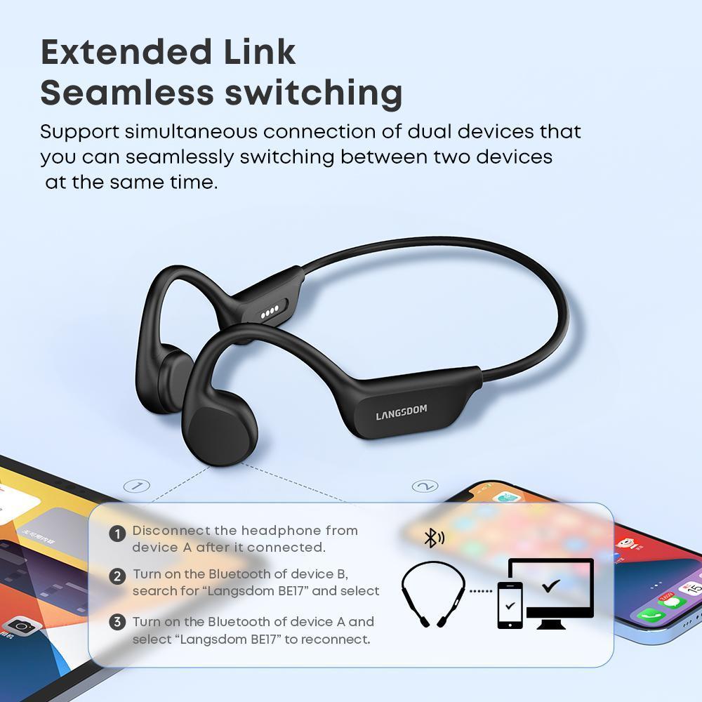IPX8 Waterproof Swimming Headphones - Bone Conduction Bluetooth Earbuds with 32GB Storage - Hippopotamus Barn