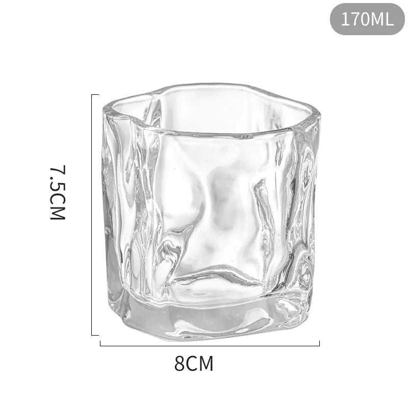 Irregular Geometric Glass Tumbler Set – Heat - Resistant Whiskey & Coffee Glasses (2 Pack) - Hippopotamus Barn