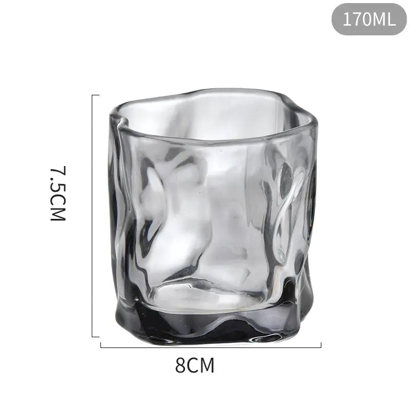 Irregular Geometric Glass Tumbler Set – Heat - Resistant Whiskey & Coffee Glasses (2 Pack) - Hippopotamus Barn