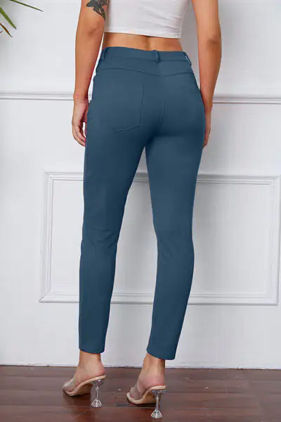 Essential Stretchy Stitch Pants | High-Rise Slim Fit Trousers