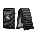 Men's Carbon Fiber RFID Wallet | Aluminum Pop - Up Card Slot & AirTag Holder | Minimalist Bi - Fold - Hippopotamus Barn
