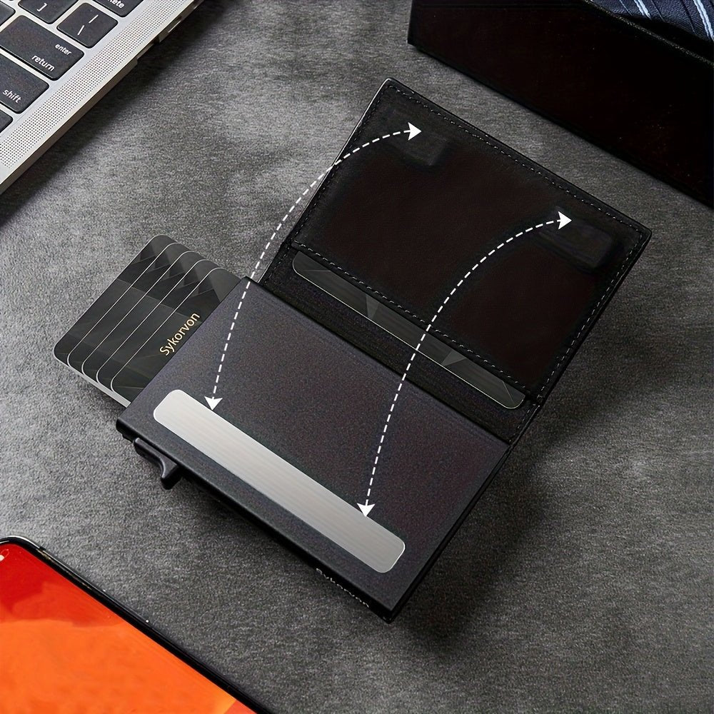 Men's Minimalist RFID Wallet with AirTag Stand | Slim Pop - Up Card Holder - Hippopotamus Barn