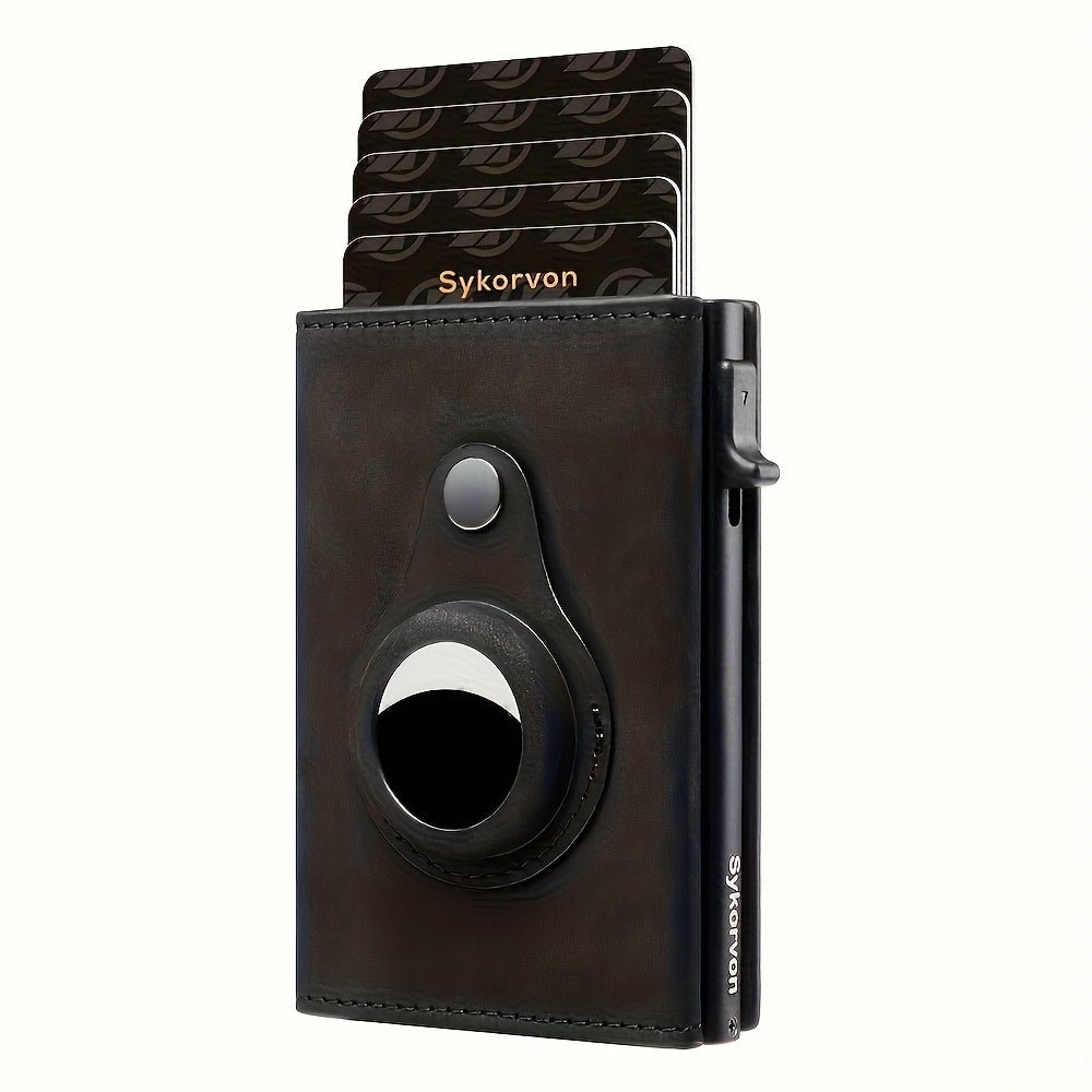 Men's Minimalist RFID Wallet with AirTag Stand | Slim Pop - Up Card Holder - Hippopotamus Barn
