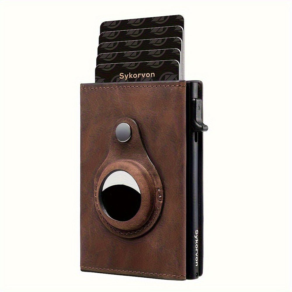 Men's Minimalist RFID Wallet with AirTag Stand | Slim Pop - Up Card Holder - Hippopotamus Barn