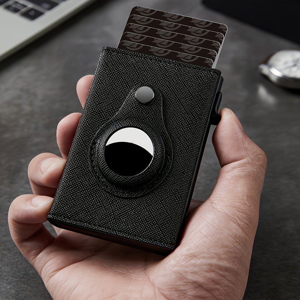 Men's Minimalist RFID Wallet with AirTag Stand | Slim Pop - Up Card Holder - Hippopotamus Barn