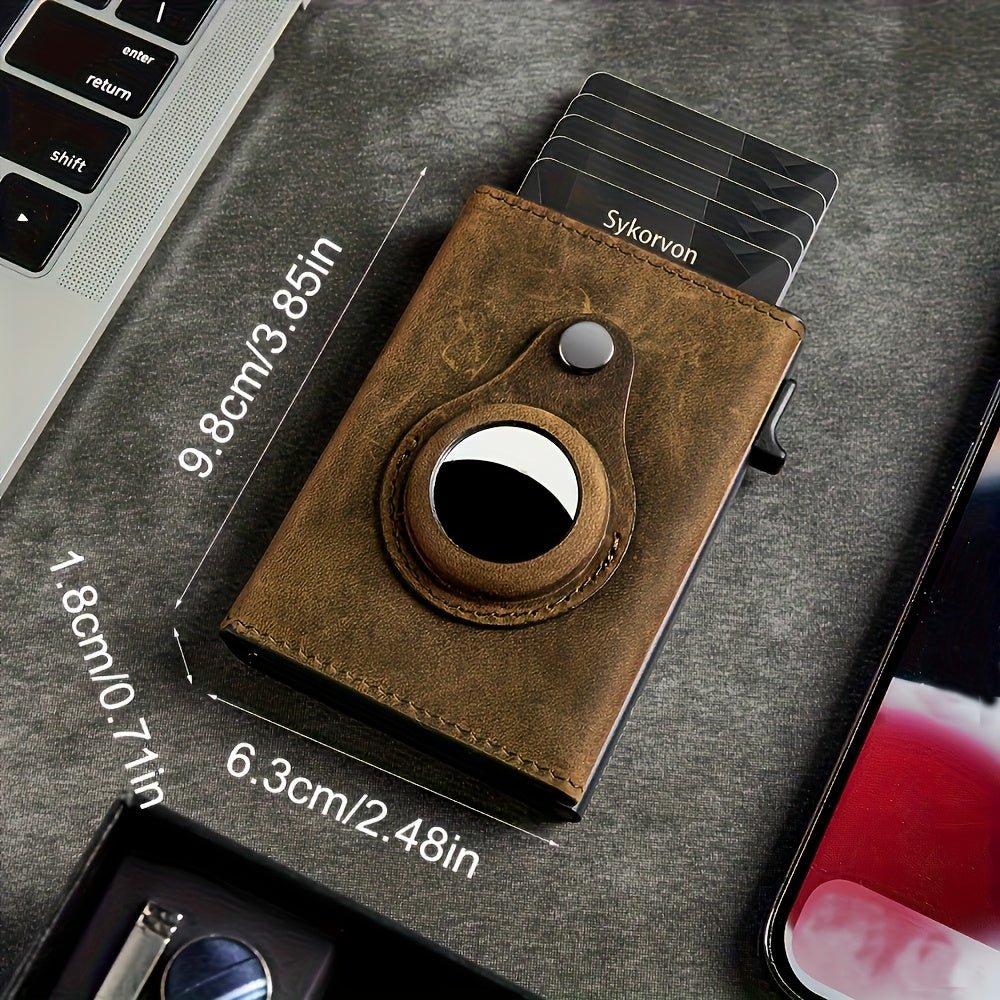 Men's Minimalist RFID Wallet with AirTag Stand | Slim Pop - Up Card Holder - Hippopotamus Barn