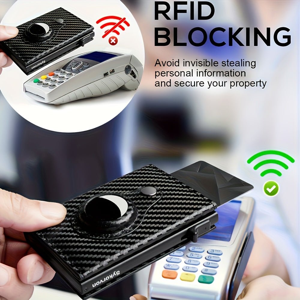 Men's Minimalist RFID Wallet with AirTag Stand | Slim Pop - Up Card Holder - Hippopotamus Barn