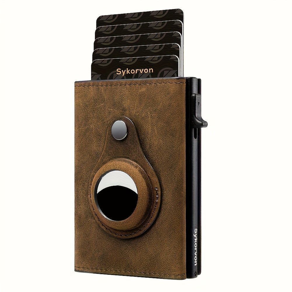 Men's Minimalist RFID Wallet with AirTag Stand | Slim Pop - Up Card Holder - Hippopotamus Barn