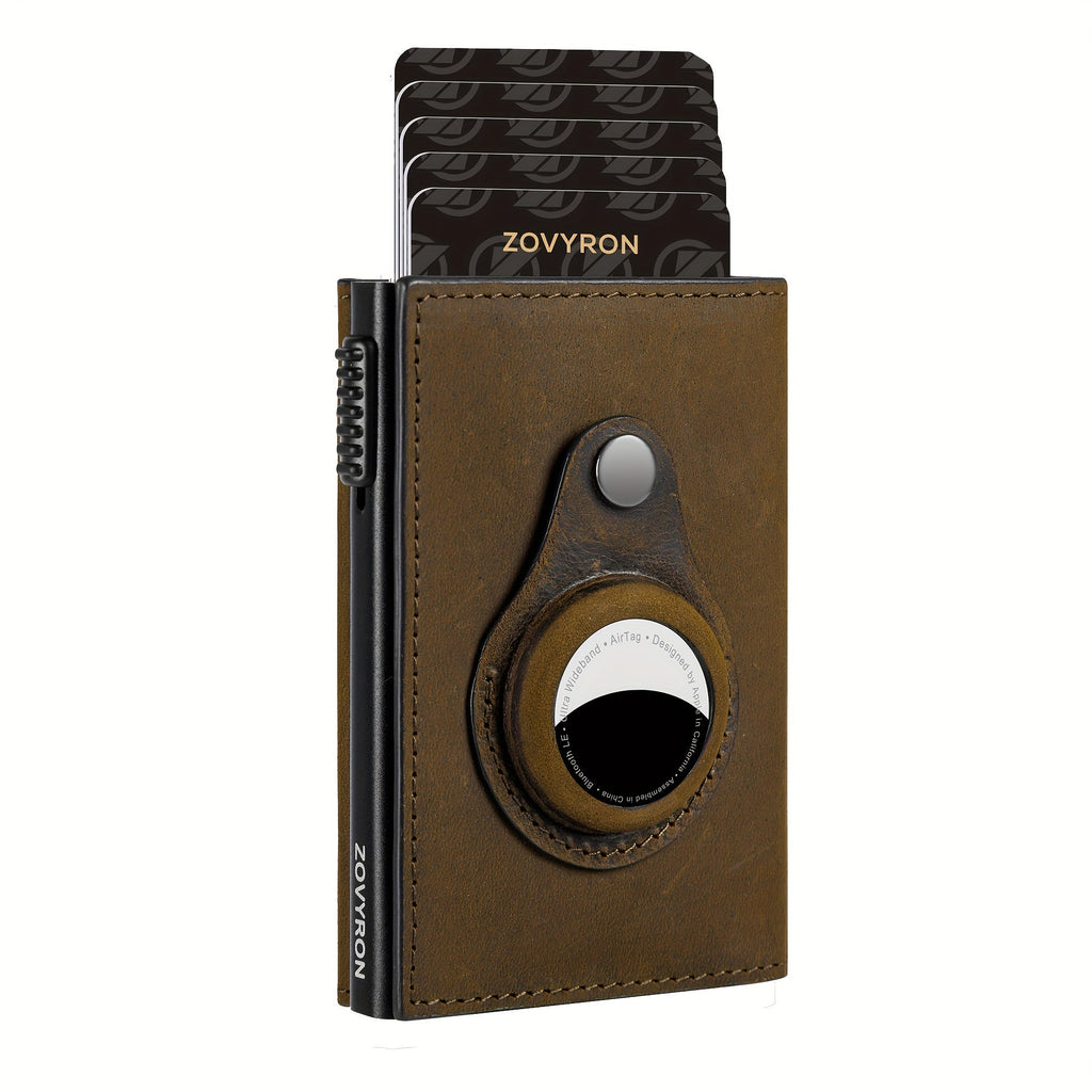 Men's Slim RFID Wallet with AirTag Card Slot | Pop - Up Tri - Fold Leather Wallet - Hippopotamus Barn