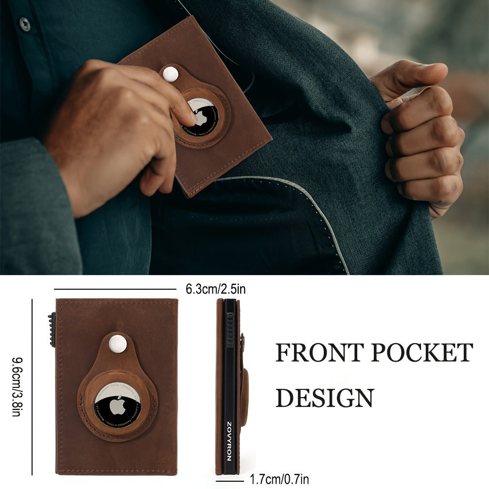 Men's Slim RFID Wallet with AirTag Card Slot | Pop - Up Tri - Fold Leather Wallet - Hippopotamus Barn