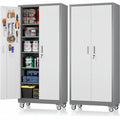 Metal Garage Cabinet with Wheels - Lockable Rolling Storage with 5 Adjustable Shelves - Hippopotamus Barn