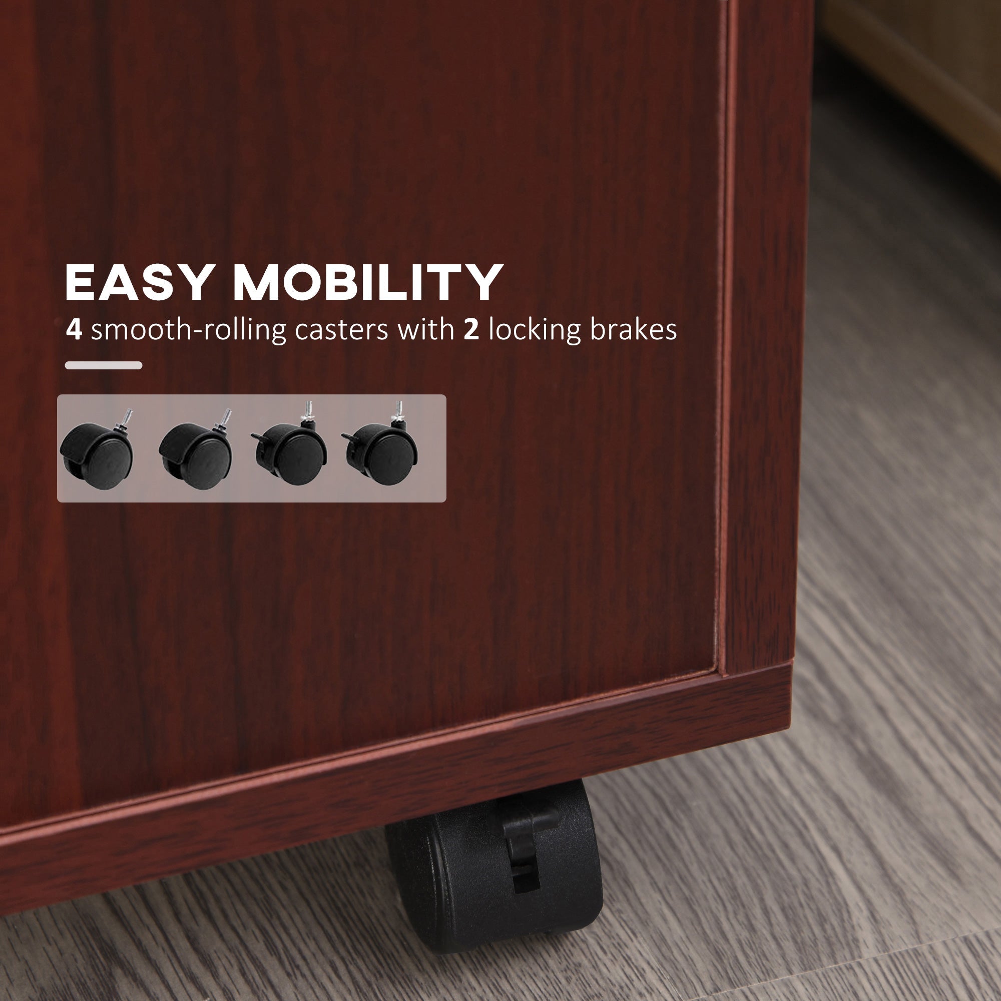 Mobile Printer Stand with Storage - Rolling File Cabinet with Drawers and Wheels - Hippopotamus Barn