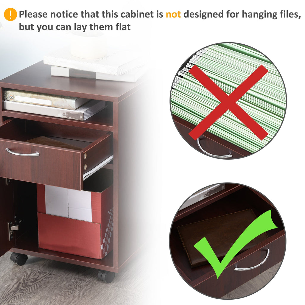 Mobile Printer Stand with Storage - Rolling File Cabinet with Drawers and Wheels - Hippopotamus Barn