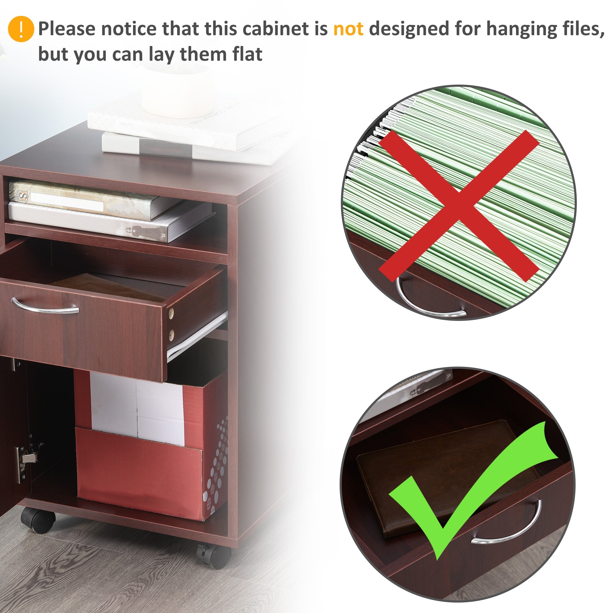 Mobile Printer Stand with Storage - Rolling File Cabinet with Drawers and Wheels - Hippopotamus Barn