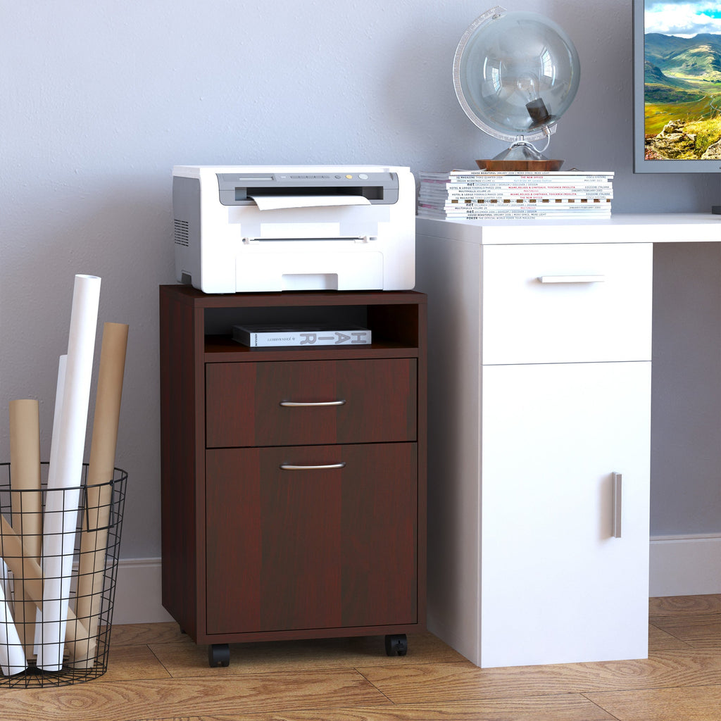 Mobile Printer Stand with Storage - Rolling File Cabinet with Drawers and Wheels - Hippopotamus Barn