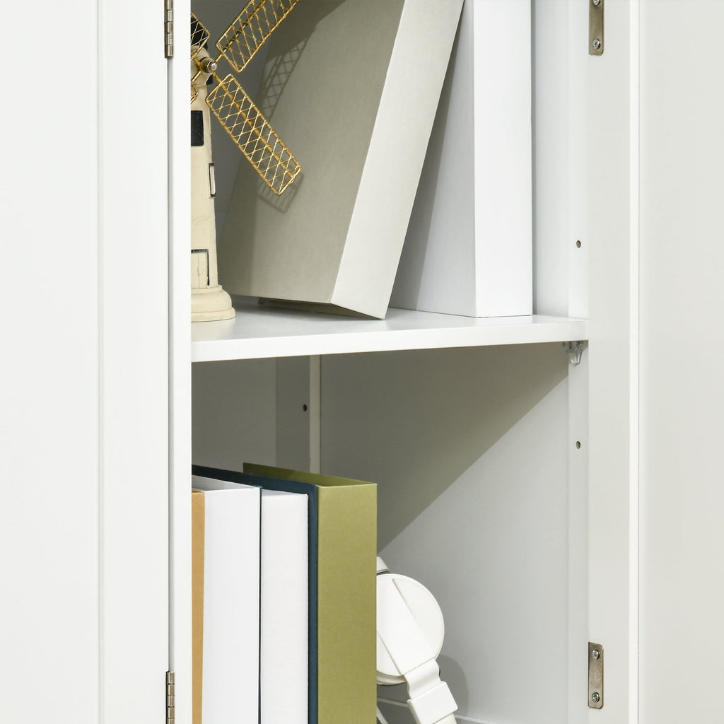 Modern White Sideboard with Rubberwood Top – 3 - Drawer Buffet Cabinet with Adjustable Shelves - Hippopotamus Barn