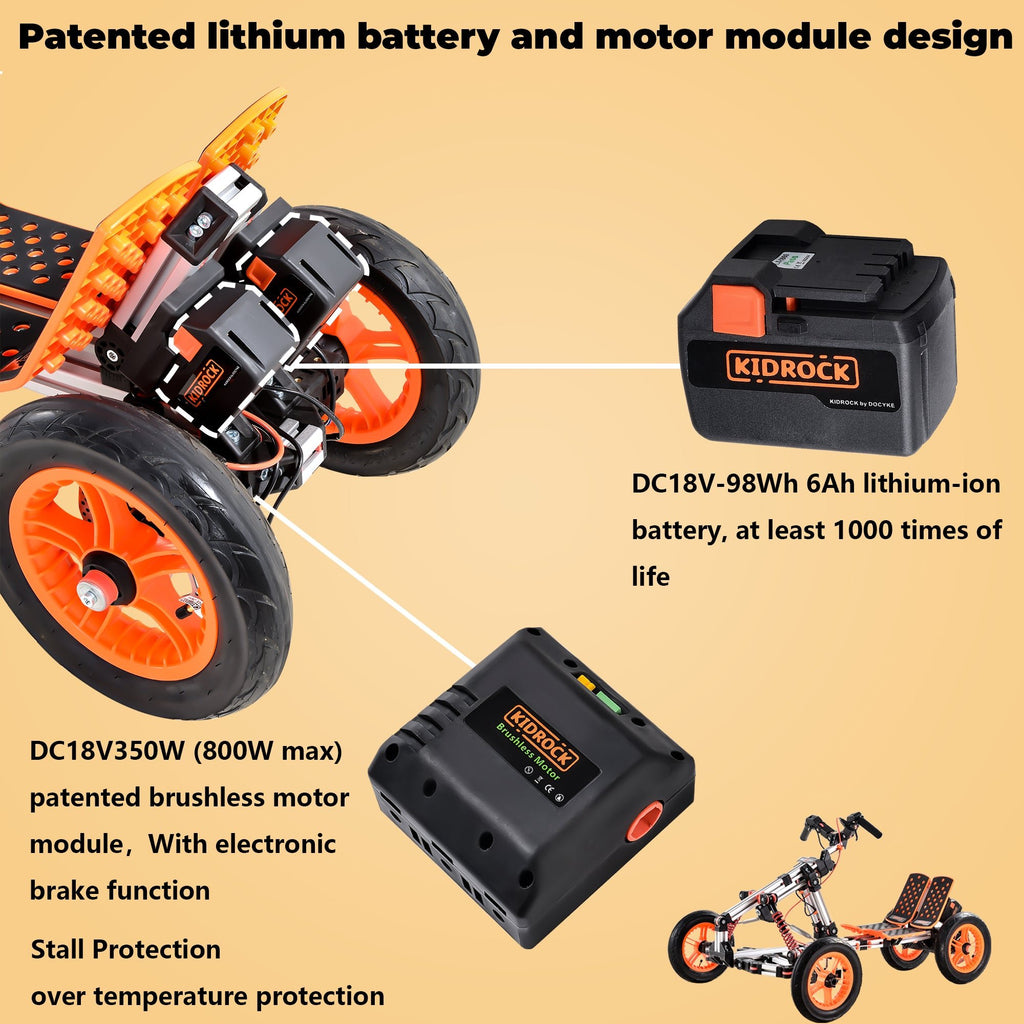 Modular Electric Go - Kart for Kids – 500W Brushless Motor, 20+ Build Configurations, Aerospace Aluminum - Hippopotamus Barn
