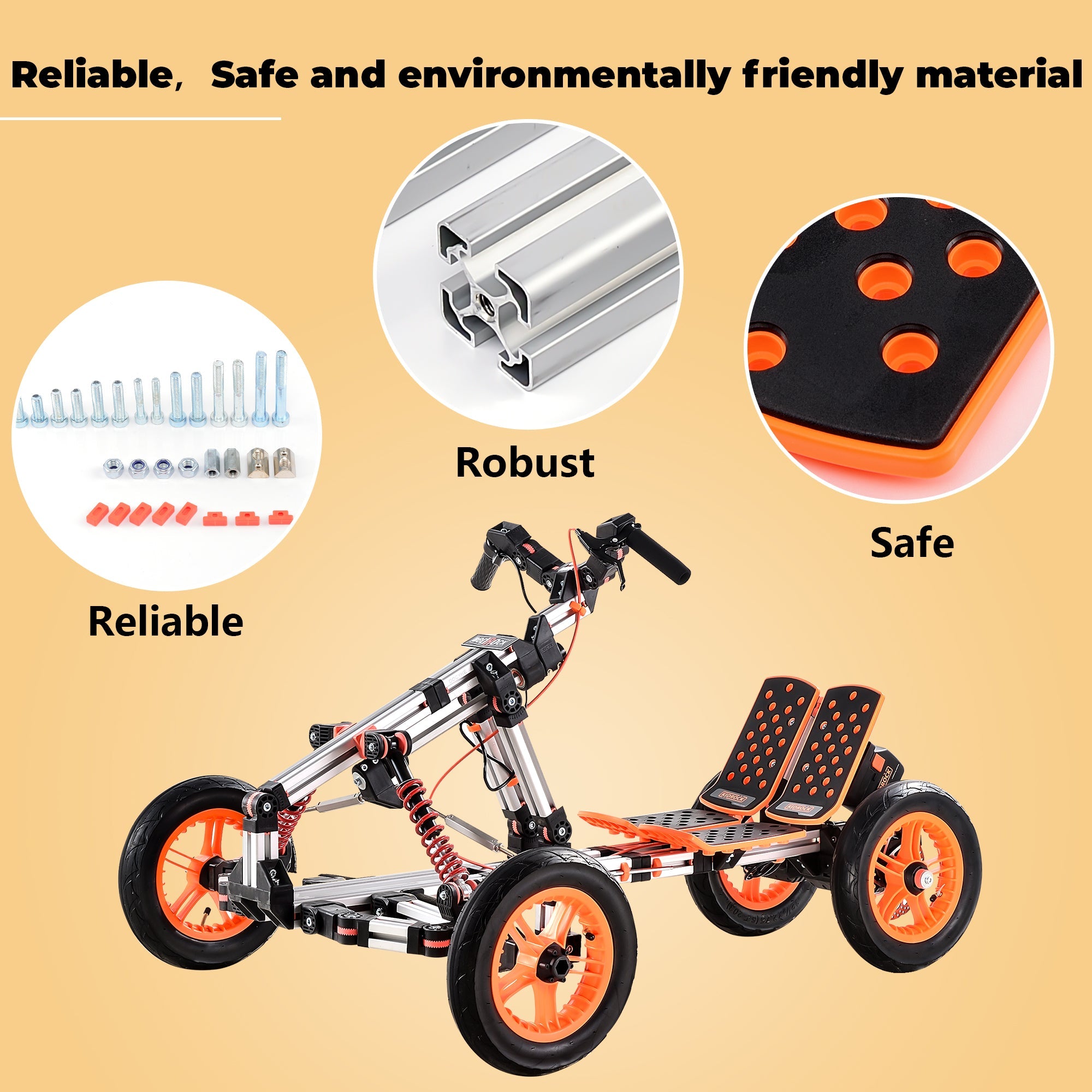 Modular Electric Go - Kart for Kids – 500W Brushless Motor, 20+ Build Configurations, Aerospace Aluminum - Hippopotamus Barn